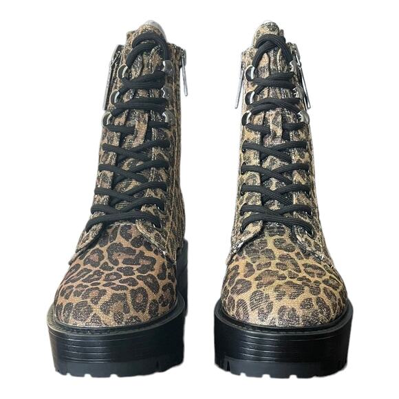 NEW Guess Women's Fearne Lug Sole Lace Up Fall Winter Leopard Bootie Shoes 5.5M - Picture 6 of 13